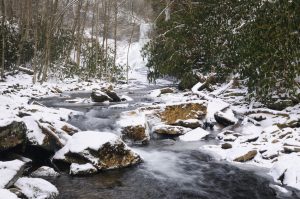 Mountain stream at Giles County Cascades; winter