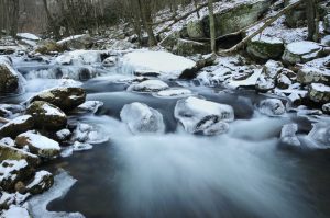 Mountain stream at Giles County Cascades; winter